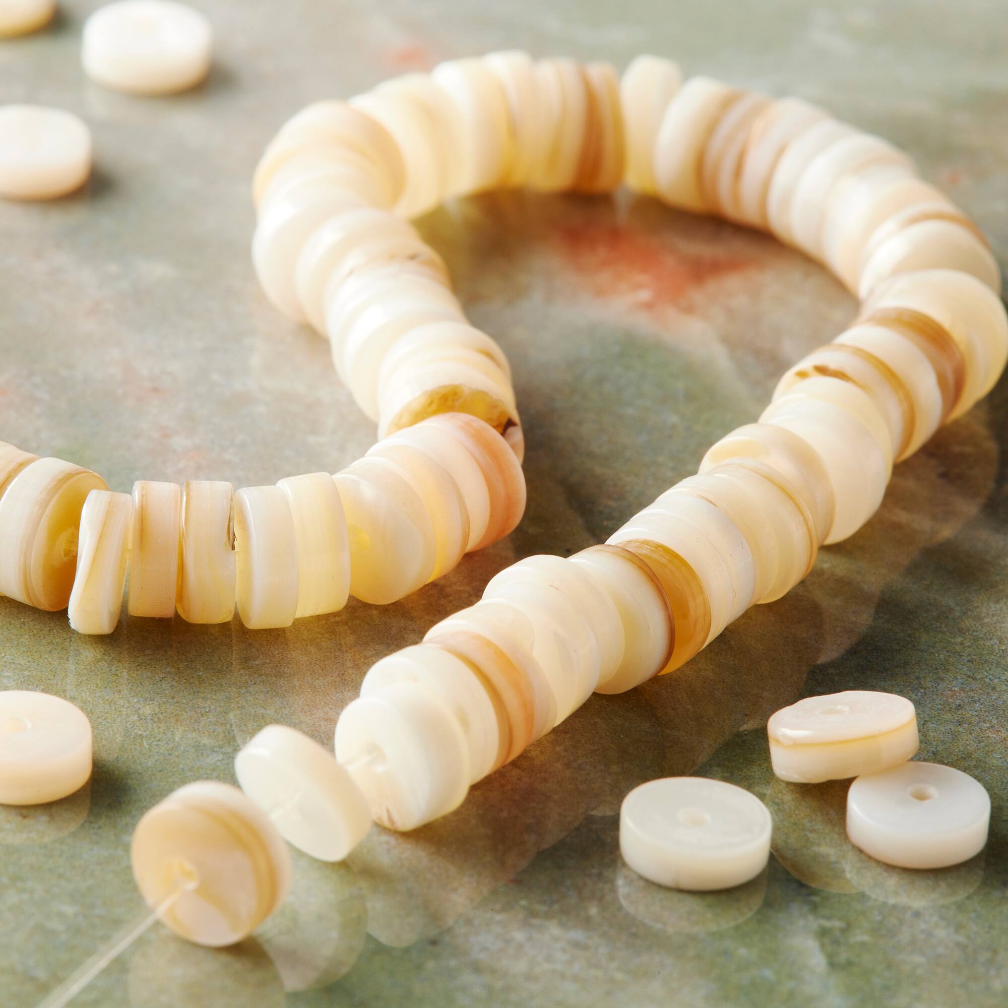 White Shell Rondel Beads, 7mm by Bead Landing™